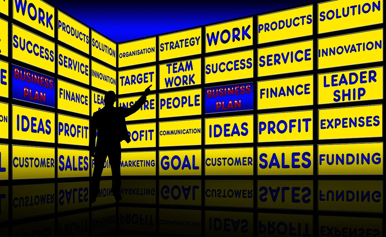 business plan, monitor wall, presentation